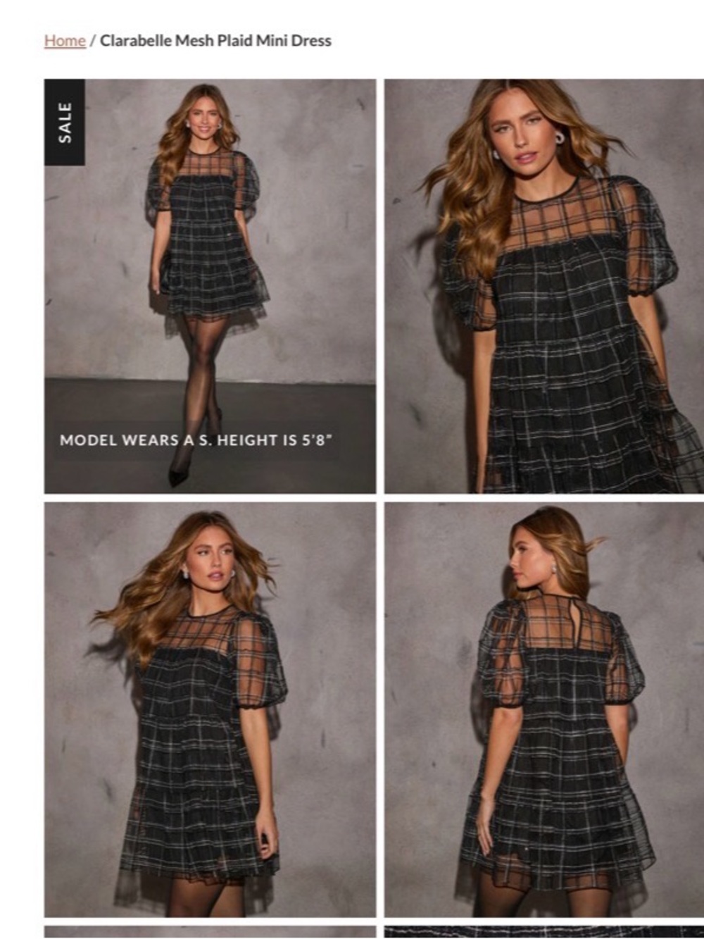 Vici Clarabelle Plaid Mesh Mini Dress - Black